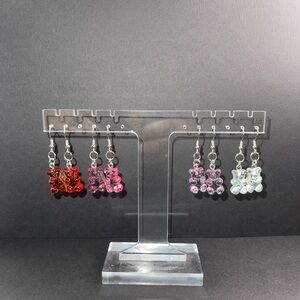 Crystal Bear Drop Earrings Set